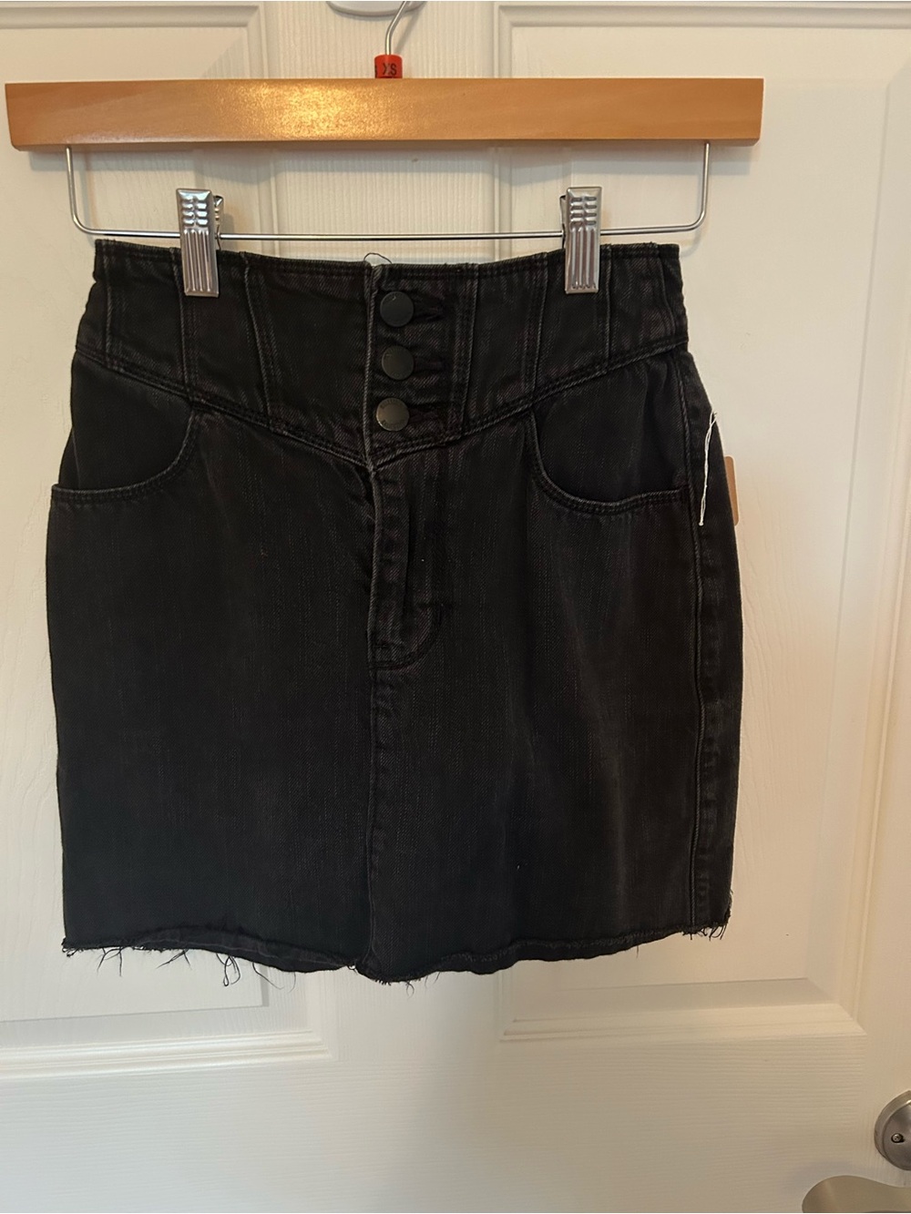 Hollister Black Button-Front Denim Mini Skirt size 1